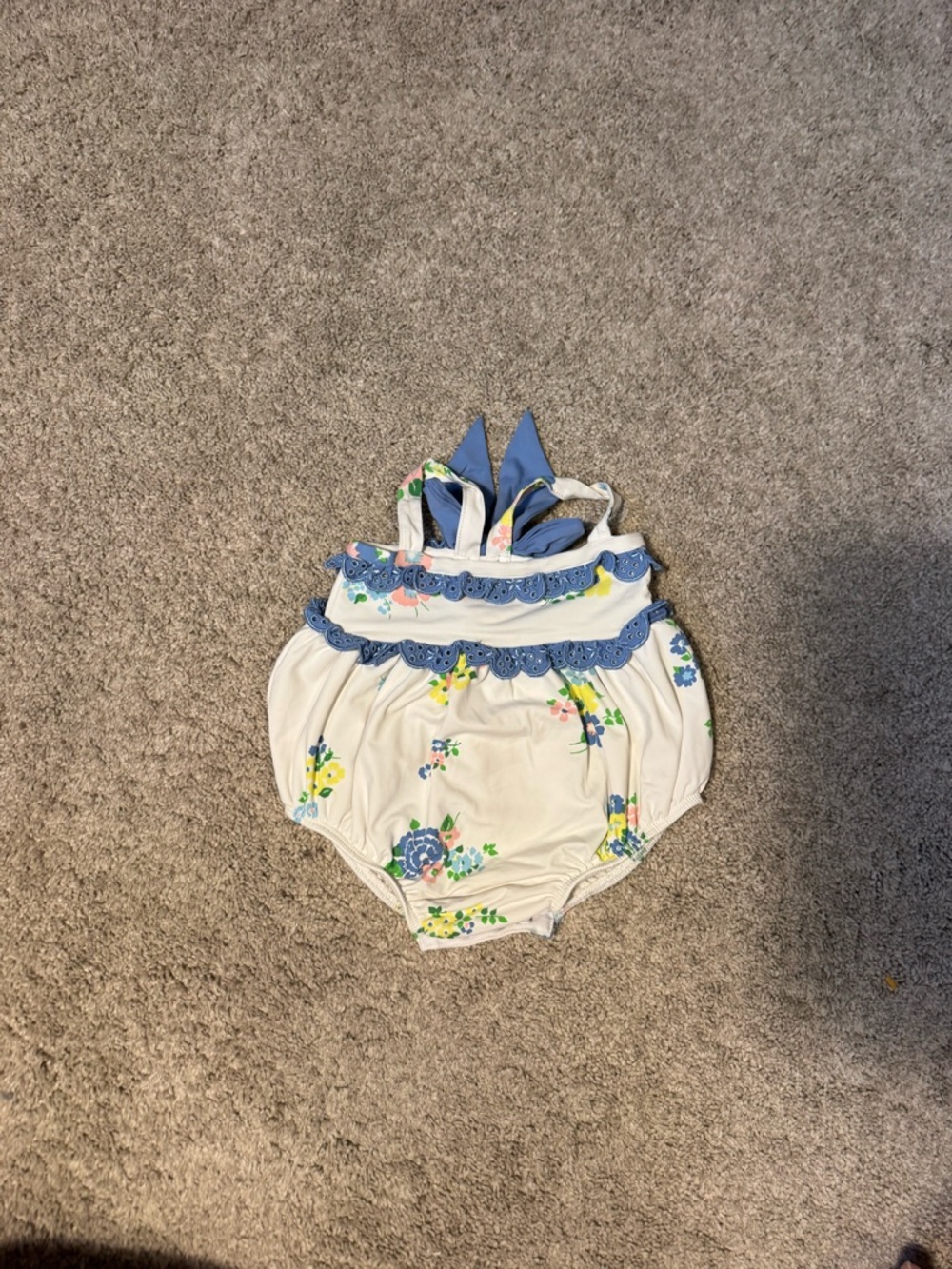 The Beaufort Bonnet Company Cream Floral Bubble Bathing Suit